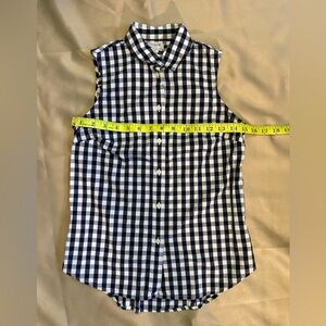 🌟 J Crew Sleeveless Button Collar Gingham Checkered Cotton Top XXS